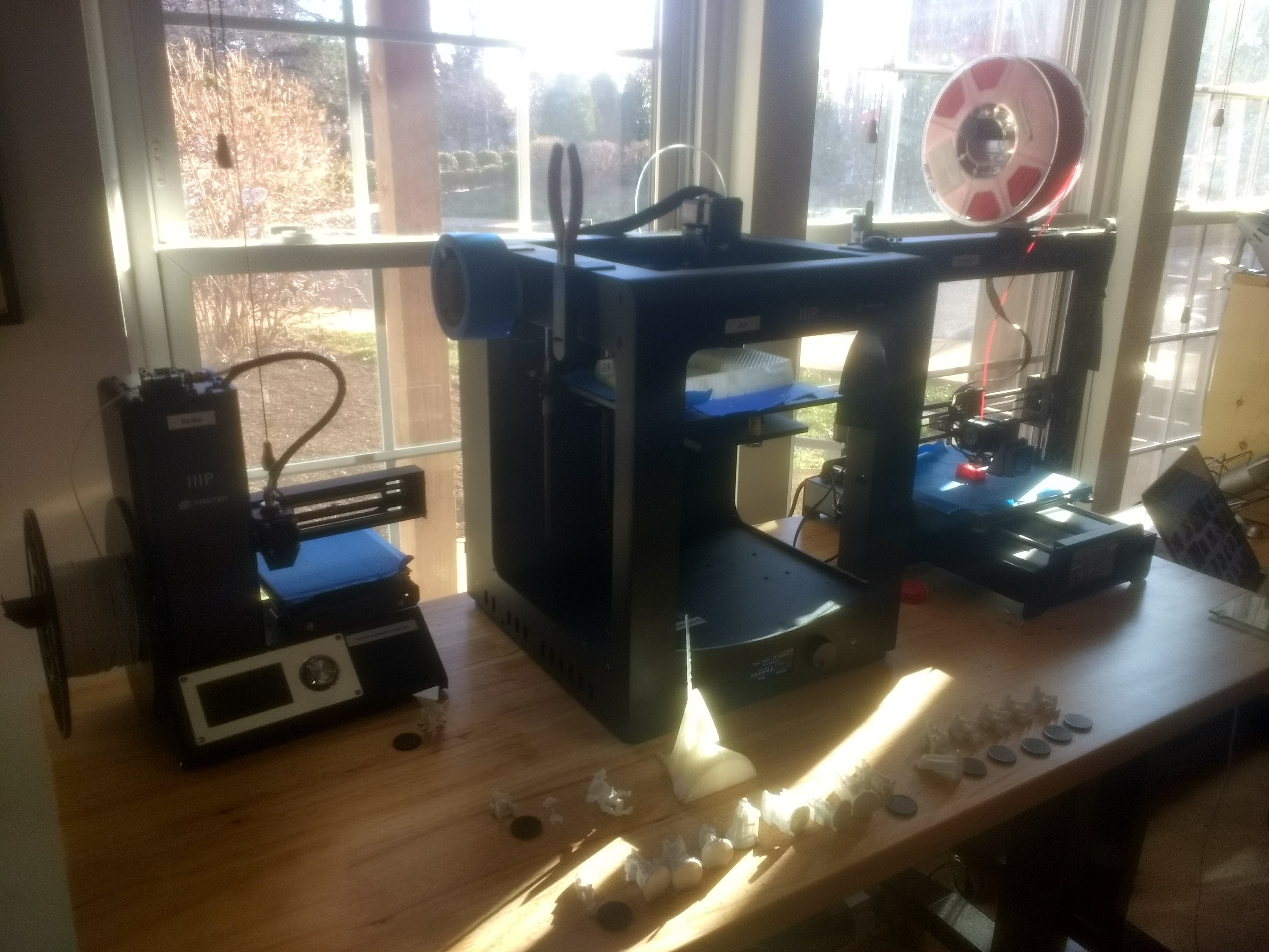 Three 3D printers