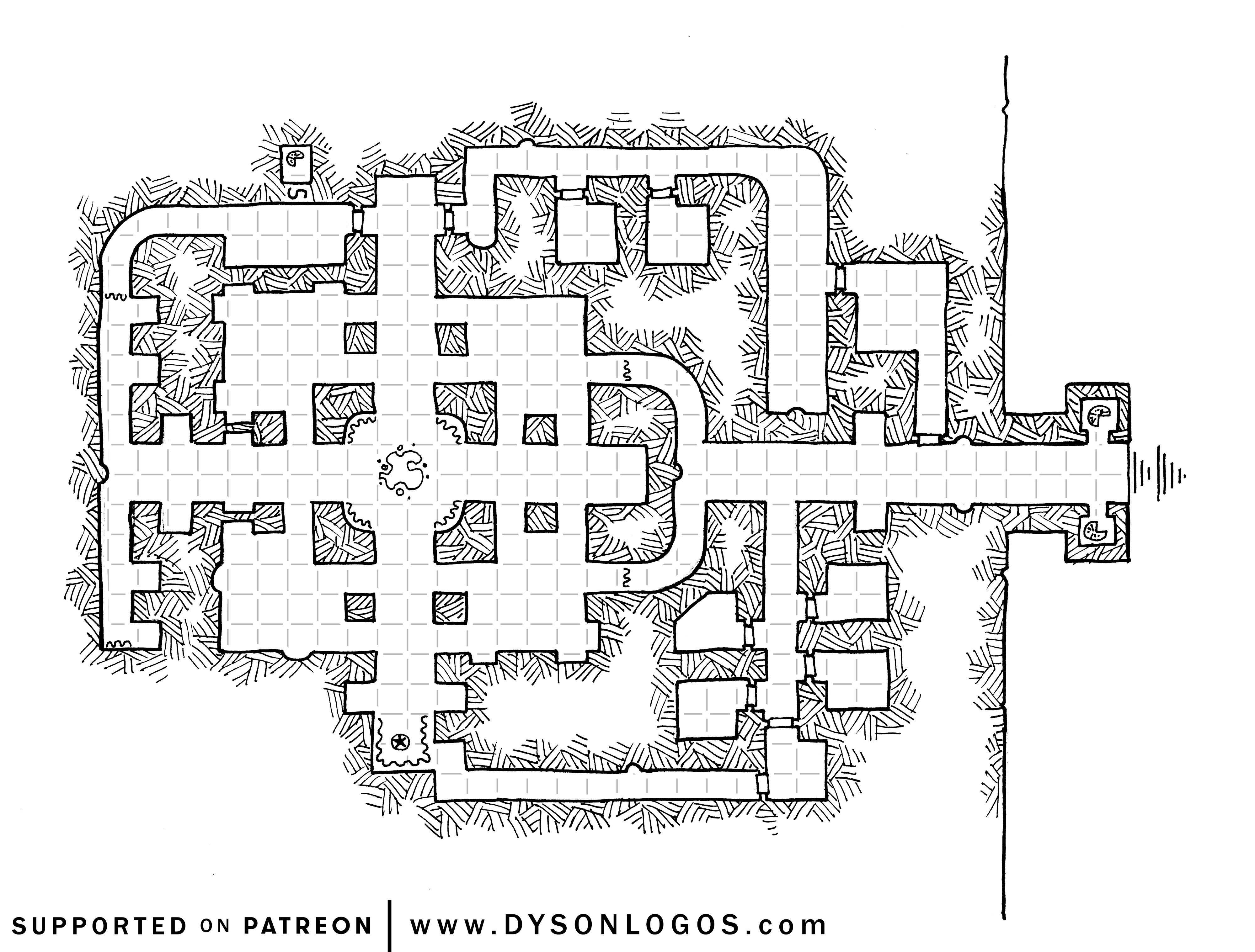 Azure Tomb map, gridded