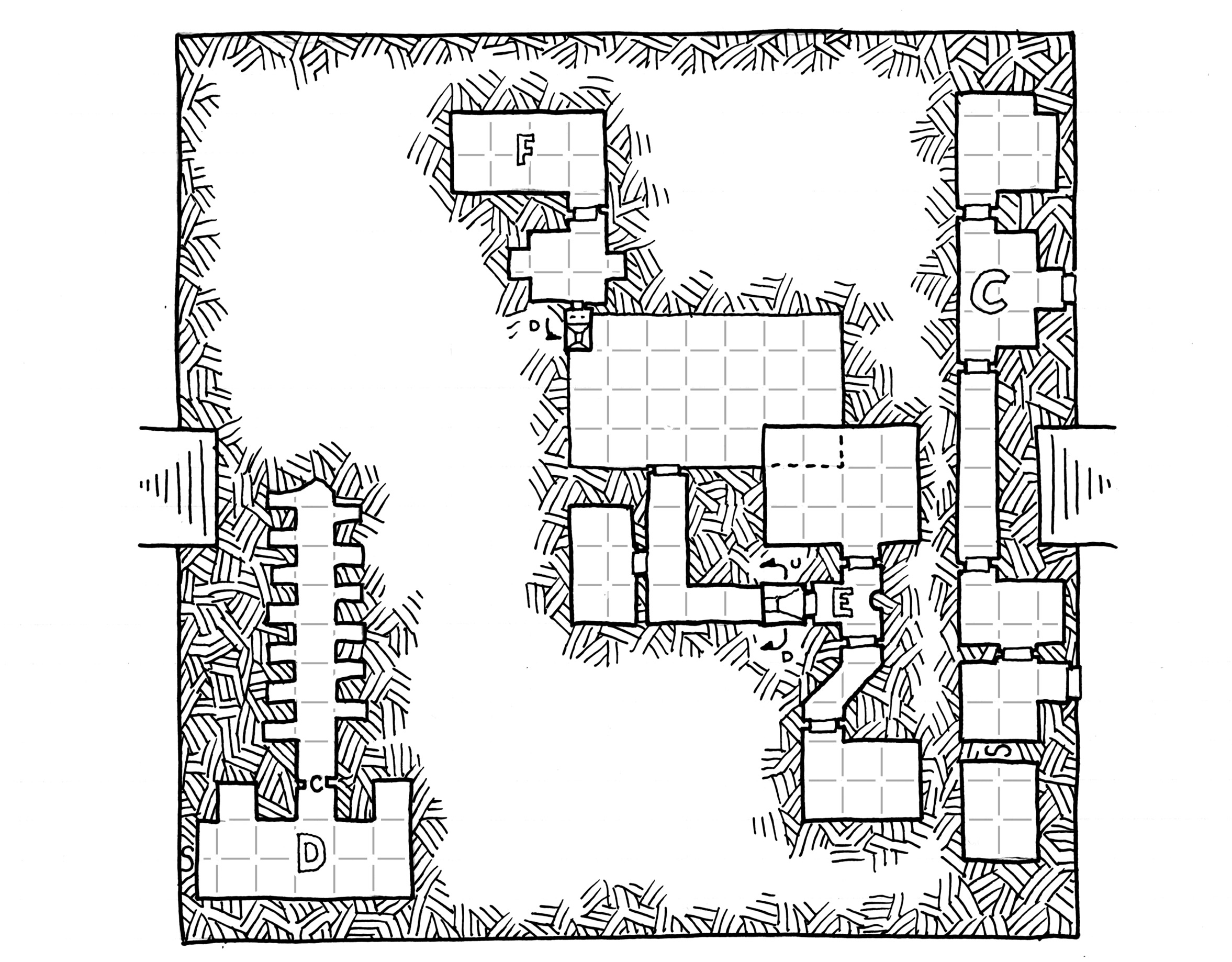 Yekile's Lair map, gridded